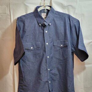 Gibson, Not Worn, Men's White and Blue Seersucker Shirt, 100% Cotton, Size L